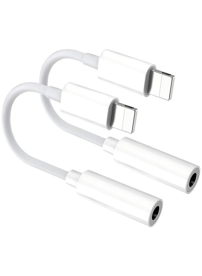Tersely 2 Pack Headphones Adapter,Lightning to 3.5 mm Headphone/Earphone Jack Audio Aux Adapter Dongle Compatible with iPhone 14 13 12 11 Pro XR XS Max X 8 7 6s Plus(Cannot be Used for Phone Calls) - Image 1